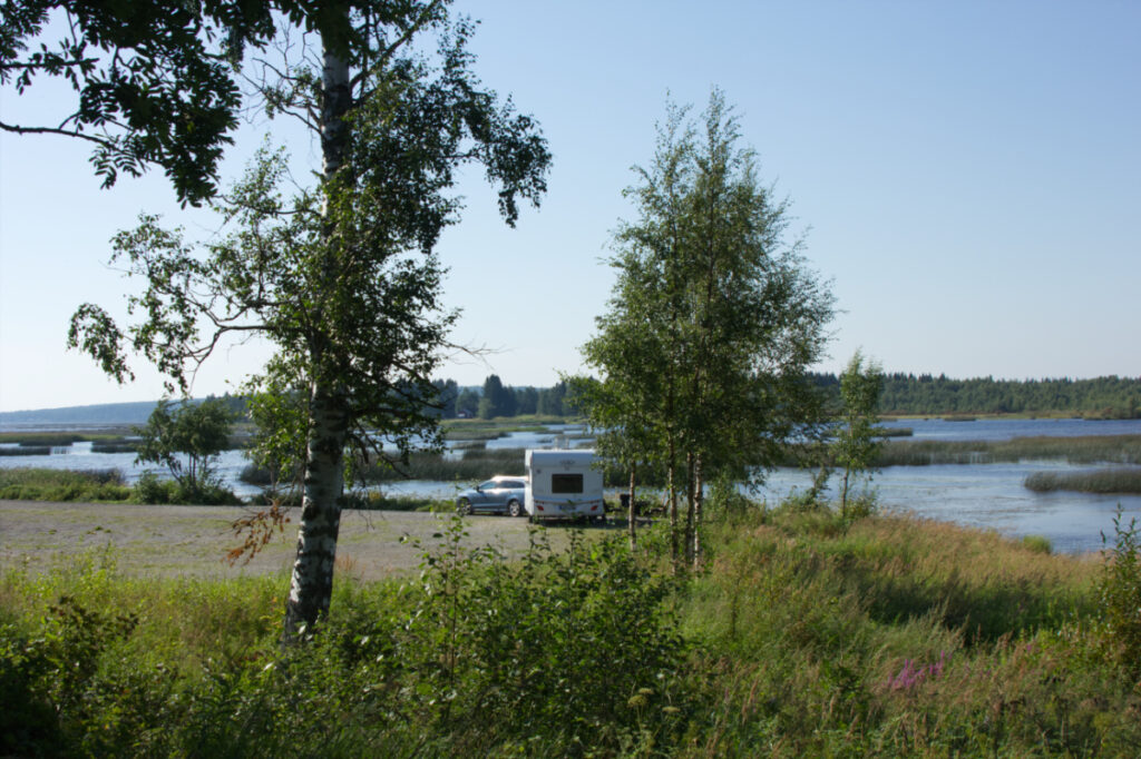 Heute Morgen strahlte die Sonne unseren Camper an - drin war es kaum auszuhalten.